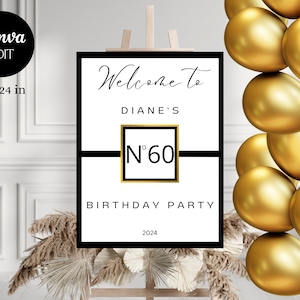 Classy And Fabulous Birthday Welcome Sign, Designer Couture Birthday Welcome Sign, Editable, Printable