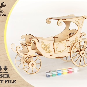 Wagen - Laserschnittdateien. 3D Model Puzzle Vorlage Spielzeug für Kinder / Vektorplan der CNC Holz / DIY Muster PDF