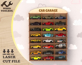 Toy Car Display Shelf SVG | Laser Cut File, Kids Room Organizer