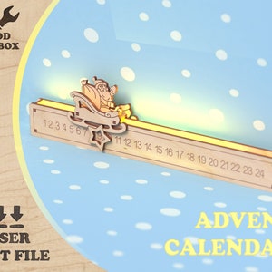 Christmas Advent Calendar - Santa - laser cut files. Christmas decor DXF CDR Ai / DIY calendar template / Christmas laser svg files kids