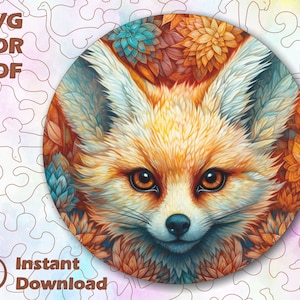 Fox puzzle - laser cut files, Wooden jigsaw puzzles, Puzzles for adults, Unique puzzle pieces, Jigsaw puzzle board, Wooden board games
