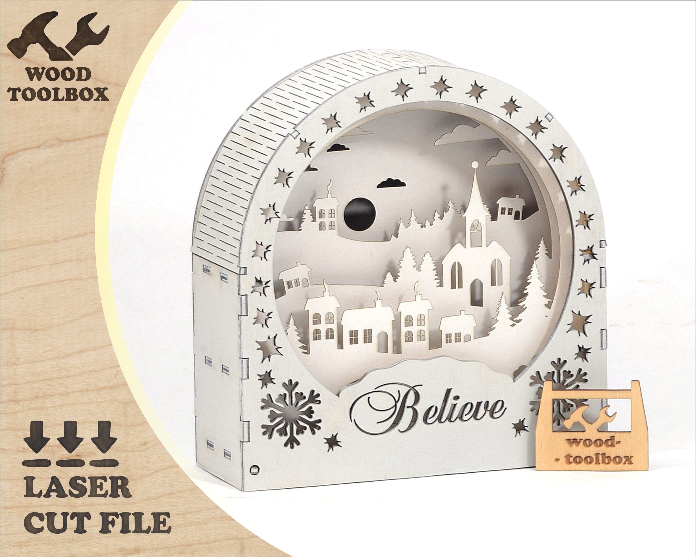 3D Layered Christmas SVG | Santa Sleigh Laser Cut File | Believe Sign ...