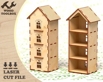 Four-Storey Dollhouse Laser Cut Files – SVG DXF PDF