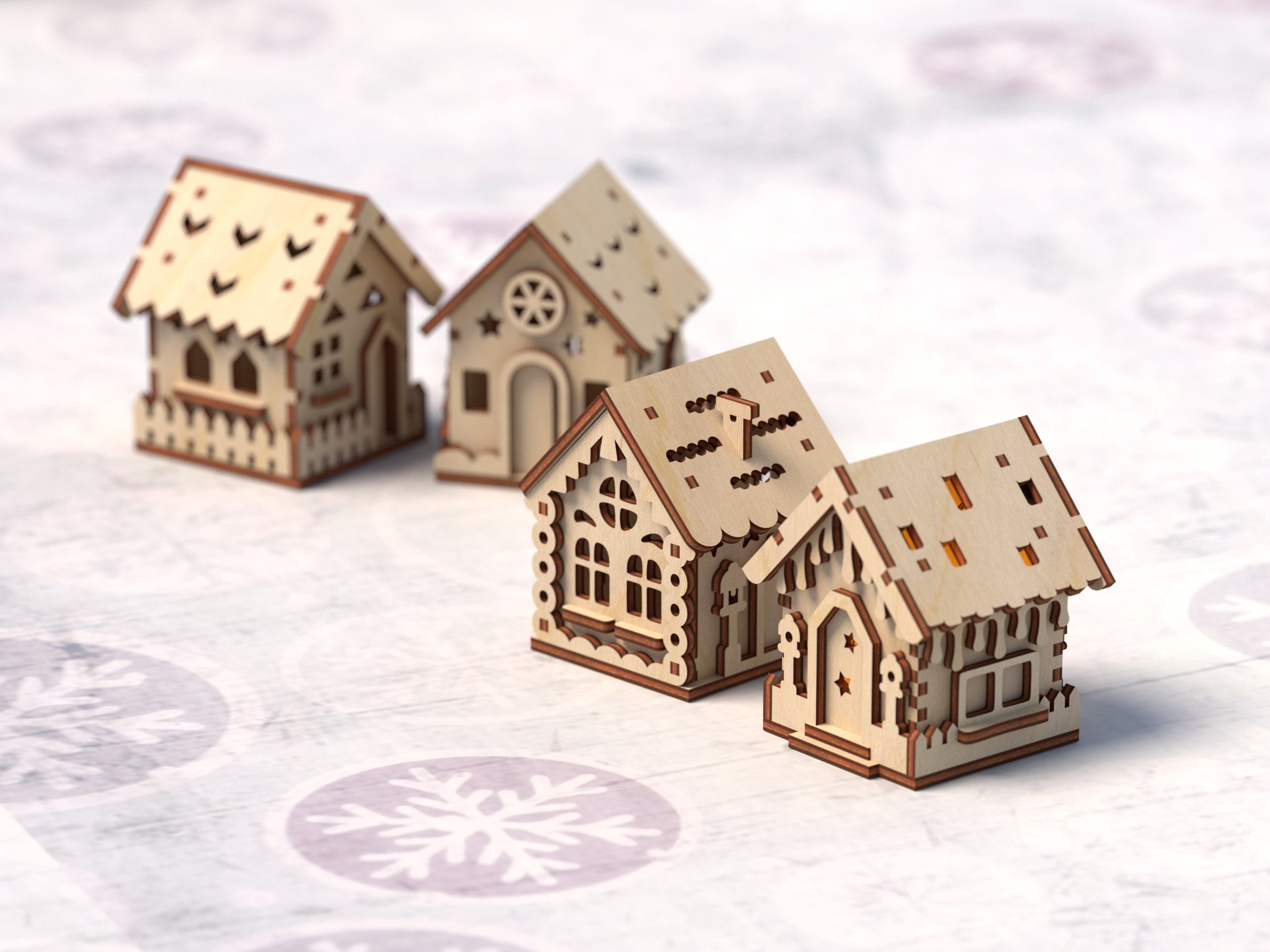 Christmas Little Houses With Box - Laser Cut Files. Christmas Design ...