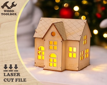 Miniatura de Casa de Natal em SVG – Molde para Corte a Laser em Compensado (Download Digital)