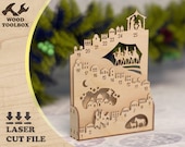 Nativity Advent Calendar Laser Cut File | Christmas Countdown SVG | Wooden Lightbox CNC Template | Holy Night Holiday Decor DIY
