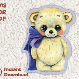 Teddy bear- laser cut files, Puzzle | Vector CNC Project | SVG Files For Wood | Puzzles Files |  Ideas for gift | Cnc Plans | Wooden Puzzle