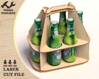 Laser Cut Beer Bottle Holder File – Wooden 6-Pack Carrier (Digital Download)