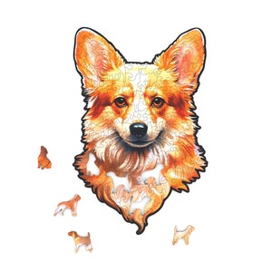 Corgi - Legpuzzel - lasergesneden bestanden | Houten puzzel voor volwassenen en kinderen | Lasergesneden premium hout | Diervormige 3D-puzzel