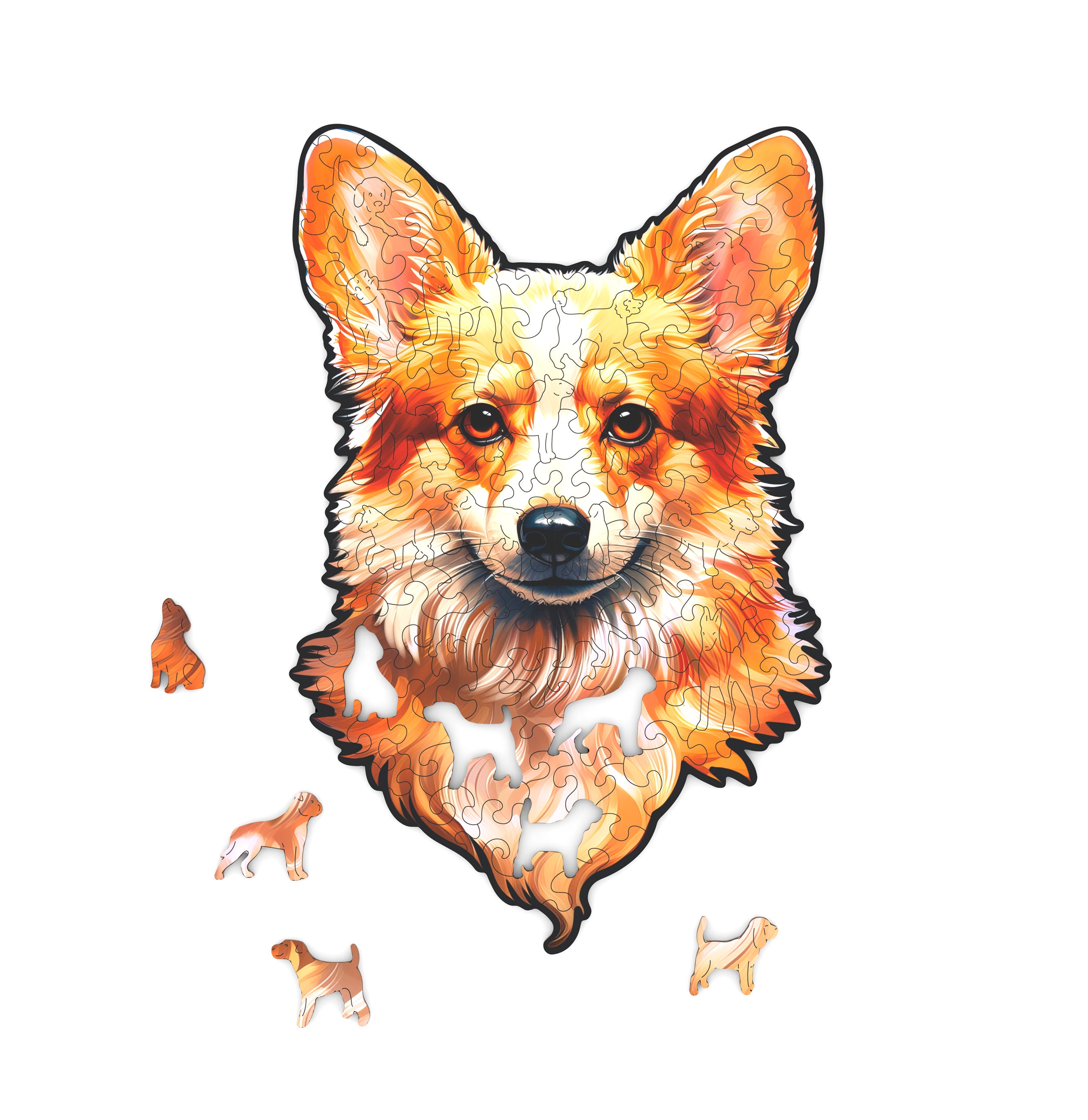 Starry Sky Corgi Puzzles 35 Pieces - Oil Art Animal Wooden Jigsaw Puzzles  for Adults, Each Piece is Unique, for Your Family - for Home Decor Or