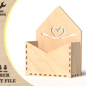 Busta dell'amore - file tagliati al laser. Bellissimi modelli di design per uffici postali. Modello di posta per amanti per router laser CNC in formati DXF SVG