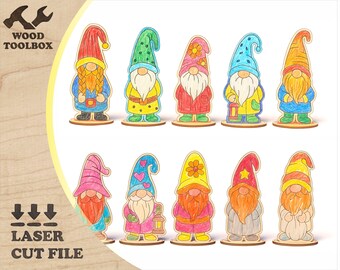 Christmas Gnome Laser Cut File | Wooden Standing Gnomes SVG | DIY Holiday Decor, Valentine, Easter & Winter Glowforge Project