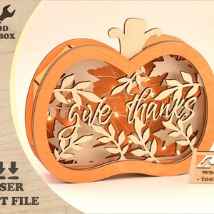Thanksgiving decorative wooden pumpkin - Laser Cut File pumpkin SVG DXF / Lightbox Laser File and CNC router / vector plans for Turkey day