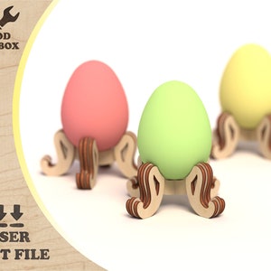 Soporte para huevos de Pascua: archivos cortados con láser. Soporte para huevos SVG, decoración de Pascua, bandeja para huevos DXF, kits de manualidades de Pascua para niños, planos vectoriales