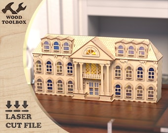 Classic Advent Calendar - laser cut file. Wooden advent calendar /Christmas template count house. Files for laser cutting in multiple format
