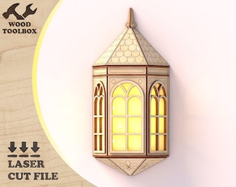 Hanging House Lightbox, Wooden House Wall Decor, Hanging House Decor, House Lantern SVG, Laser Cut File, 3mm Plywood
