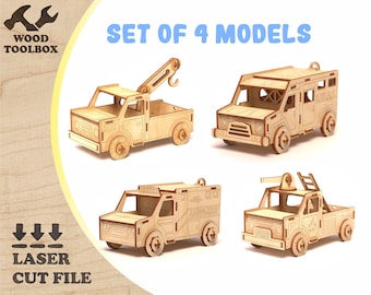 Emergency Vehicle Wooden Toy Car SVG Bundle | Laser Cut Files (Set of 4)