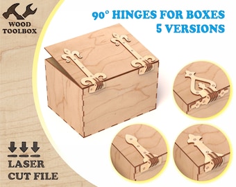 Hinges for boxes 90 degrees - laser cut files. Hinge Templates for Boxes / Wood Vector Plans SVG CDR DXF Ai