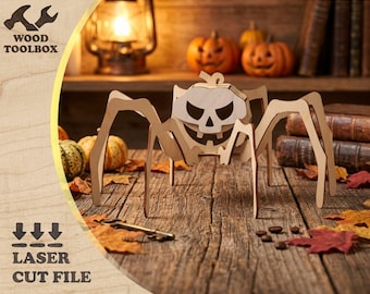 Halloween Spider Candle Holder SVG | Spider Tealight Holder Laser Cut File | 3mm Plywood Halloween Decor Glowforge DXF