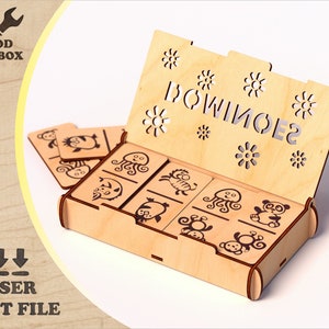 Dominó - archivos cortados con láser. Patrones SVG DXF de juego de mesa de madera para niños / archivos para corte y grabado con láser / planos vectoriales para CNC