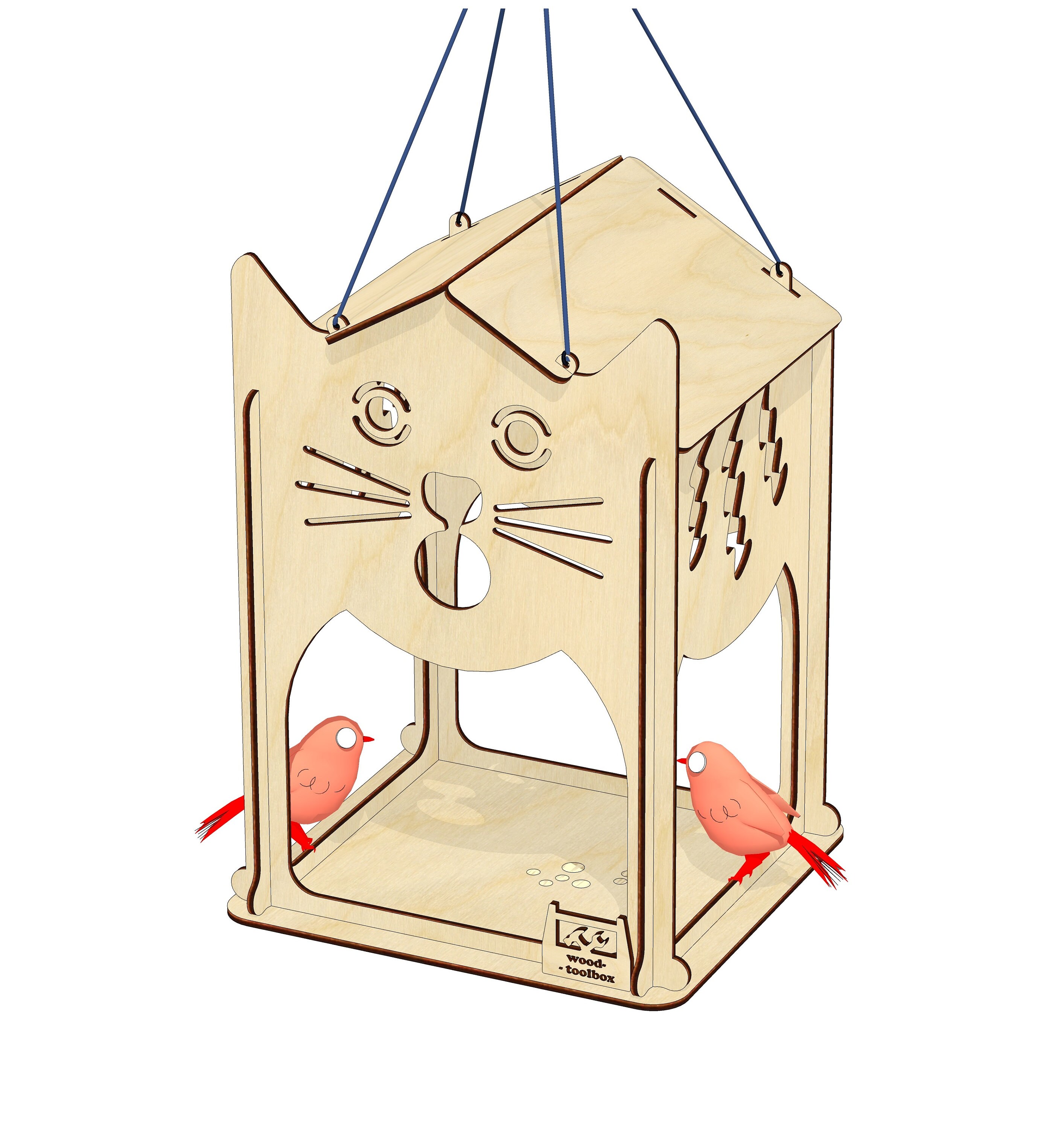 Cute Cat - Bird Feeder - Laser Cut Files. Bird House SVG. Feeder DXF
