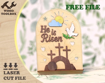 He is Risen Easter Sign: Christian Laser Cut File (Digital Download)