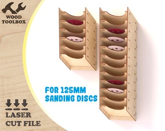 Box for sanding discs - files for laser cutting. Holder for grinding wheels. Desk template holder. Pattern for the carpenter's table