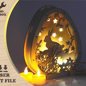 Easter Wood Decor SVG | Happy Easter 3D Egg Sign Laser File | DIY CNC Project for Spring Celebration