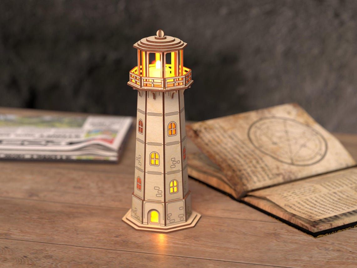 Lantern Lighthouse Laser Cut File, 3d Lighthouse Decor Template, SVG ...