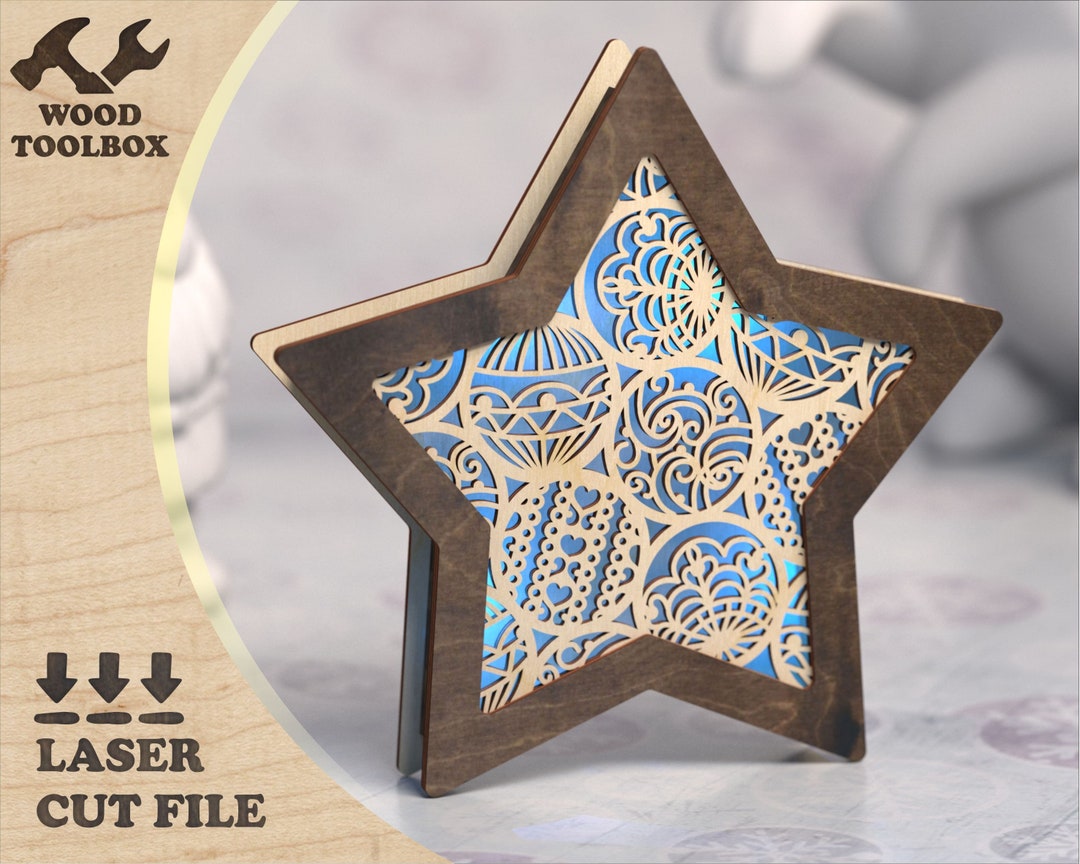 DIY Star Lightbox SVG | Laser Cut Christmas Night Lamp | Wooden Holiday ...