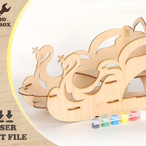 Swan Sleigh SVG | Wooden Sleigh Laser Cut File | DIY Decor | Elegant Swan Sled | Laser Cut Template | 3D Wooden Sleigh | Woodworking File