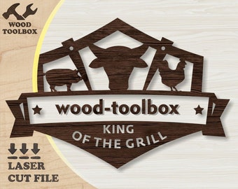Sign BBQ - laser cut files. BBQ zone wooden mdf cut template, grilling svg, laser cut, summer decor, barbeque sign art svg, chef kitchen