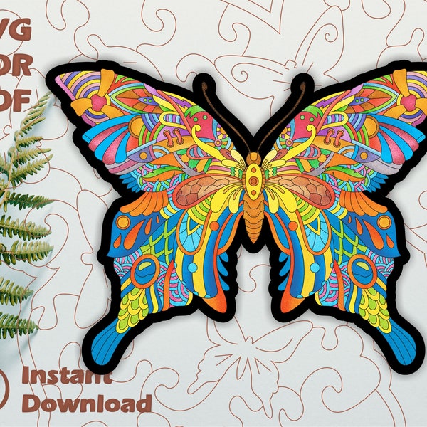 Butterfly - Puzzle jigsaw - laser cut files | Kids and Adults | Colorful Whimsy Puzzle Gift for Family Time art instant downloads