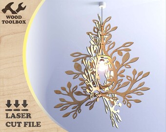Flower lamp - laser cut files. Digital templates  | digital  pattern for wooden cut | SVG CDR Ai DXF laser files | kits for mdf and plywood