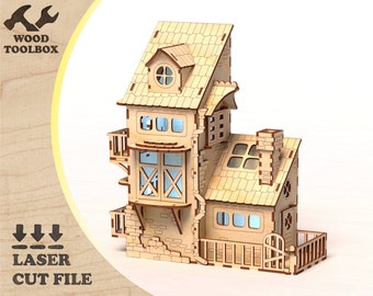 Celtic House - laser cut file. House decorations templates SVG / Wooden laser cut building DXF / miniature house model CDR/ vector plans