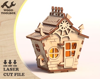Halloween House - Magic Mushrooms - laser cut file. Halloween decor SVG. DXF file for cnc router.CDR pattern for laser cutting and engraving