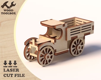 Laser cut Retro Car - Retro-Automodell aus der Kollektion - ver.1 - Digitales Schnittmuster für Laserschnitt - PDF-DXF-CDR-Ai. Ideal für Geschenke