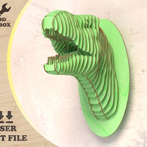 Cabeza de animal - Dinosaurio - trofeo animal. Animal para montar en cartón ecológico. Escultura Puzzle 3D DIY.