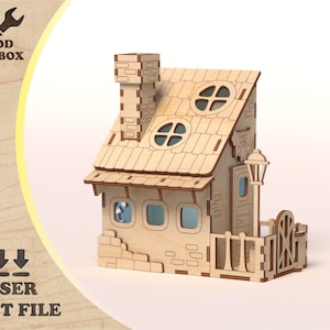 Celtic House - file di taglio laser. Casa in legno tagliata al laser / piccole case cnc / casa di taglio laser 3d vettoriale / mdf laser SVG DXF Ai CDR