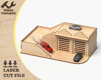 Toy Car Garage SVG | Wooden Parking Garage Laser Cut File | Toy Car Storage Playset for Kids