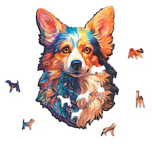 Corgi - Rompecabezas - rompecabezas de madera de figuritas de animales, archivo para corte por láser e impresión uv, plantilla de madera en múltiples formatos
