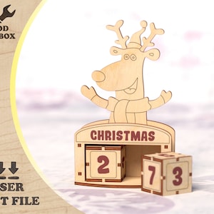 Kleiner Weihnachts-Adventskalender - Lasercut-Dateien  DXF, CDR, SVG Countdown-Kalender Laserschnitt, Weihnachtsvorlage, Vektorpläne