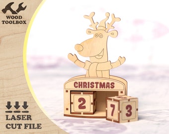 Kleiner Weihnachts-Adventskalender - Lasercut-Dateien  DXF, CDR, SVG Countdown-Kalender Laserschnitt, Weihnachtsvorlage, Vektorpläne