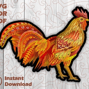 Rooster - Puzzle jigsaw - Games for adults, Unique puzzle pieces, Jigsaw puzzle board