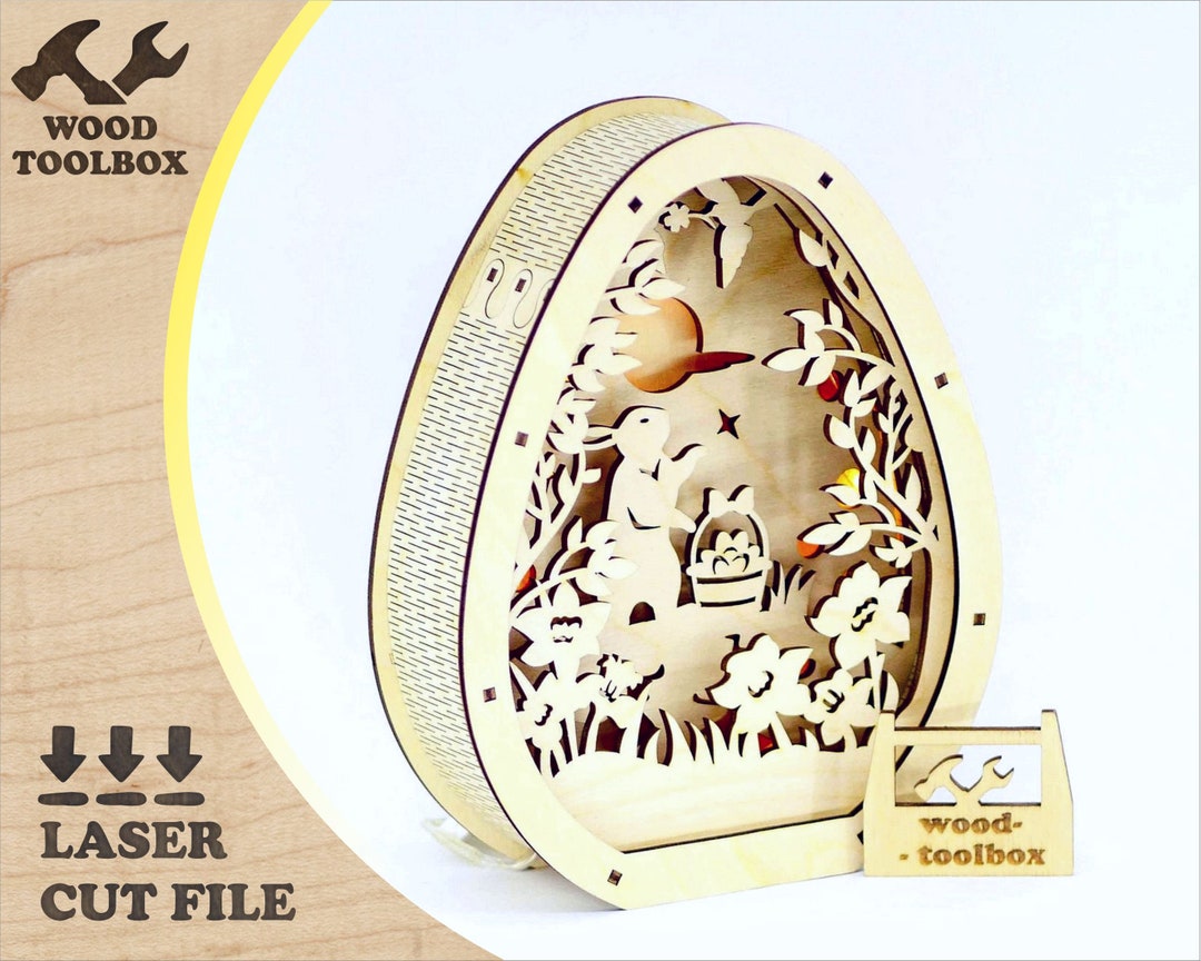 Wooden Easter Egg SVG | 3D Laser Cut File With Happy Easter | DIY ...