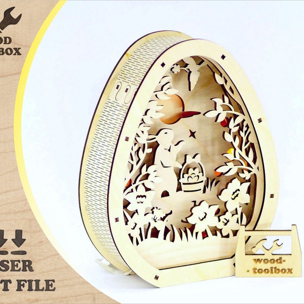 Easter Egg - laser cut files. Cute Easter bunny. Easter nativity SVG. Laser cut files ostern. DXF files for laser. Easter Lightbox