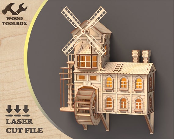 Hanging Mill With Lights - Laser Cut Files. Miniature Tree Hanging Mill With Lights - Laser Cut Files. Miniature Tree