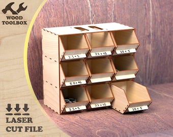 Laser Cut Tool Organizer File: Modular Wooden Storage Bin SVG (Digital Download)