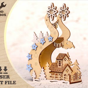 Christmas Scene - laser cut files - Christmas nativity 3D laser cut vector file. Christmas greetings, Christmas souvenir SVG DXF Ai CDR