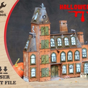 Halloween haunted house - Advent calendar - laser cut files. Halloween advent house. 3d SVG, Wooden countdown advent calendar DXF Ai CDR
